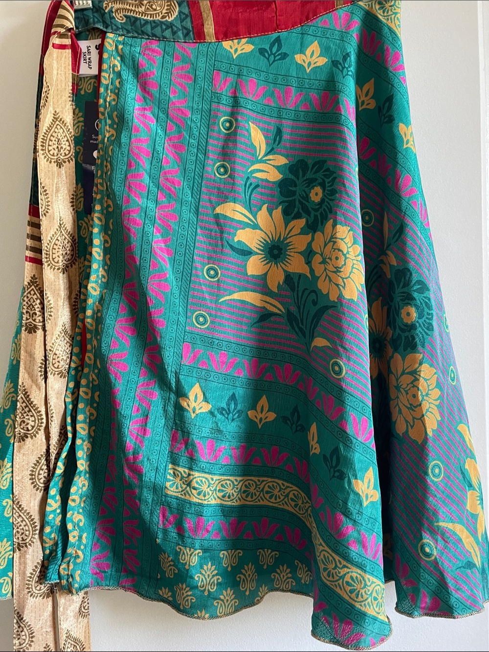 Sari silk boho chic Wrap Skirt jewel tones fits 2-12 ❤️one of a kind❤️ NWT - Picture 6 of 11